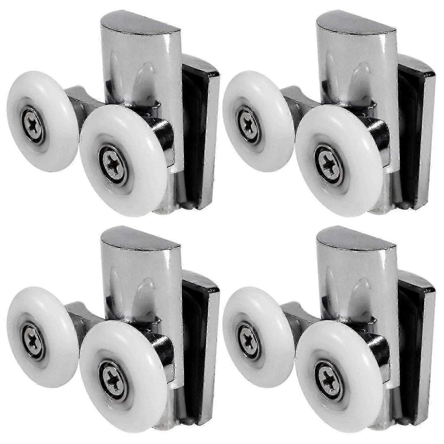 4Pcs ρόδες πορτών ντους 23mm κύλινδροι πορτών ντους βαρέων καθηκόντων διπλός τροχός κραμάτων ψευδαργύρου για τις δύο επίπεδες συρόμενες πόρτες ντους