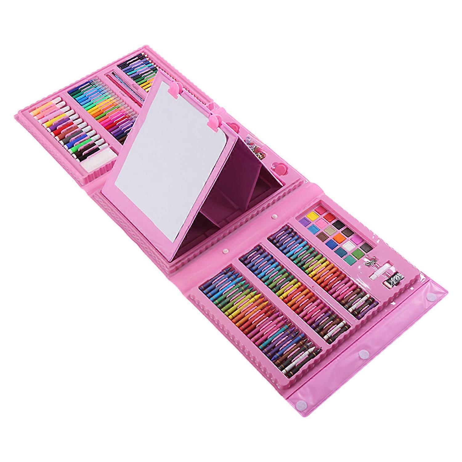 208Pcs Kids Drawing Kit Cartoon Design Assorted Bright Colors Multi Purpose Colored Crayons for Colo