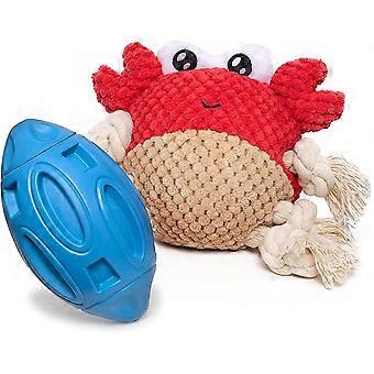 Squeaky Dog Toys for Aggressive Chewers 2 Pack, Plush Dog Toy with Cotton Rope for Large Small Medium Breed Dogs Puppy