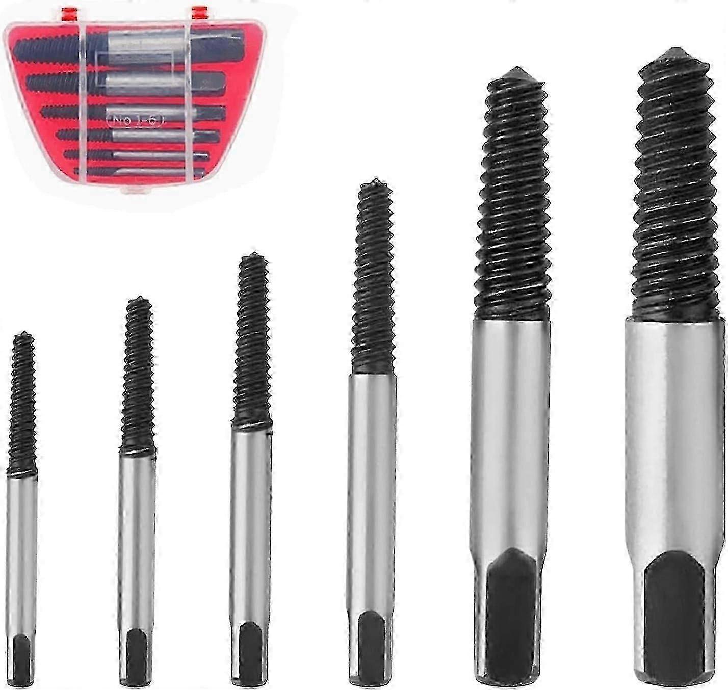 Easy Out Bolt Extractor Set, 6PCS Screw Extractor Set Broken Stud Removal Tool Kit Stripped Screw