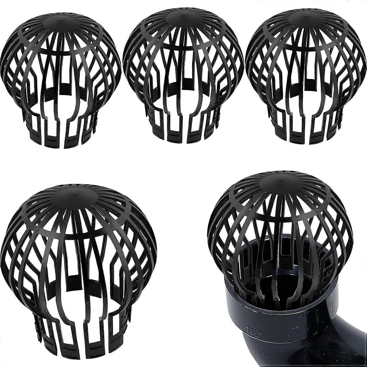 4 Pack Gutter Strainers Gutter Guards 14.5 * 11(Diameter X Height), Gutter Screen For House Front Roof Ditch Sewer Downspout, Black, Plastic