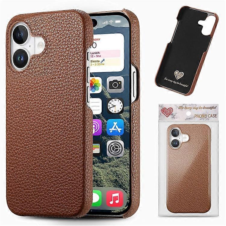 Y1 Compatible For iPhone 16 Plus Case Shockproof Litchi Texture Leather+PC Phone Cover