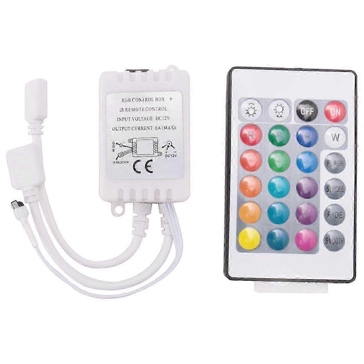 Led Strip Lights Controller,Controller RGB Led Strip Light Controller + Infrared Remote Control 24 Keys
