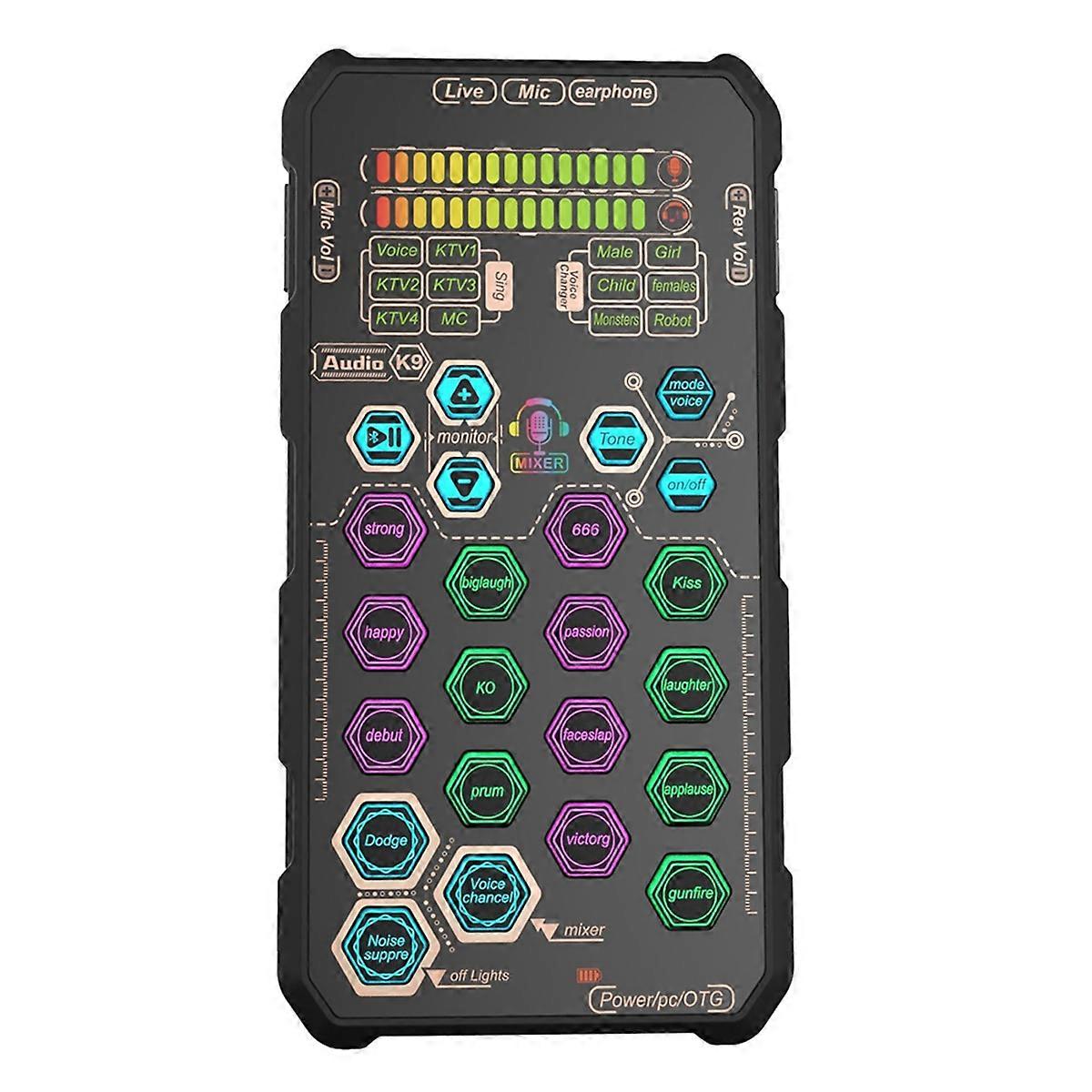 Live Sound Card Handheld Outdoor Portable Digital Signal Processing Sound Card Effect Device Audio Mixer