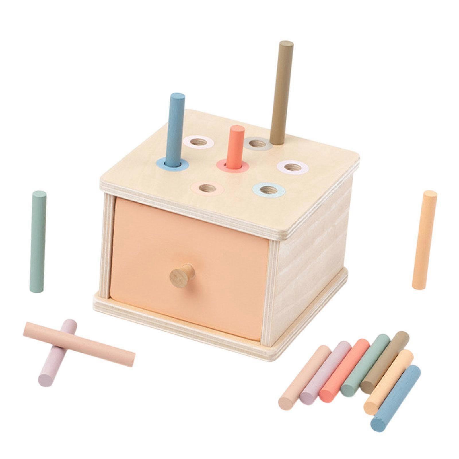 Object Permanence Box Toy Wooden Fine Motor Skills Hand Eye Coordination Color