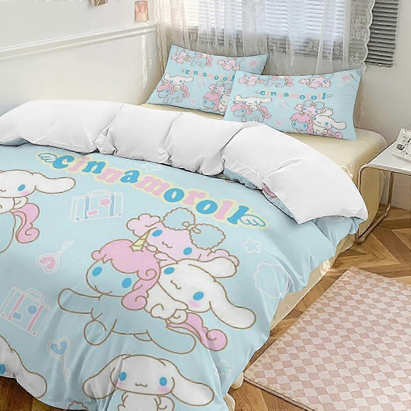 v1642 Bed Sheets Cinnamoroll3-Piece Twin Bed Set - Includes Single Comforter And  Pillowcases Bedding - Fade Resistant Microfiber - Cinnamoroll Lc (1