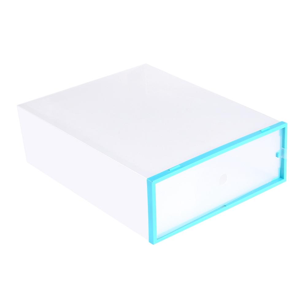 Clear Foldable Thickened Plastic Shoe Storage Box Stackable Case Shoes Organizer Blue