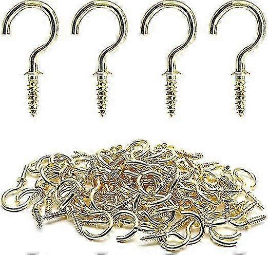100 Pcs 3/4" Ceiling Cups Hooks Screw Hooks Ceiling Cup Hooks Self-tapping Screws Hooks Gold Edition Ab