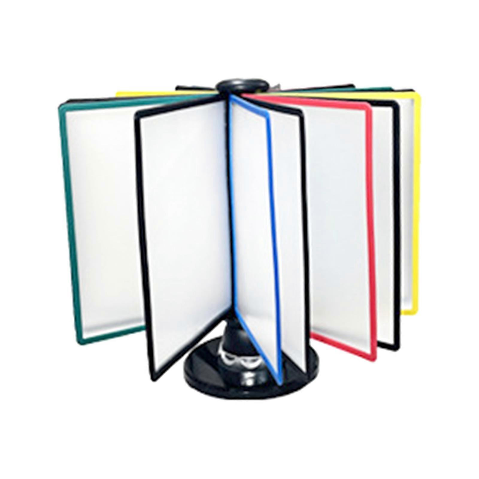Desktop Reference Holder Desk Flip Display Folder Desk File Organizer Desk Document Rack Rotatable File Organizer Stand  Black base plus colo