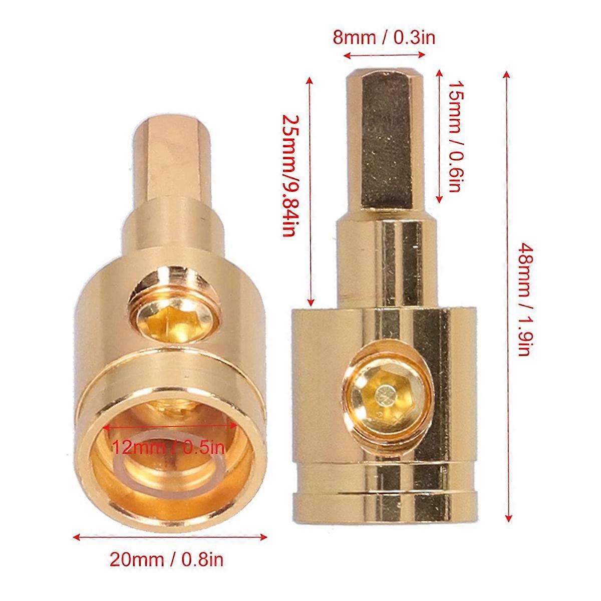 Power Wire Reducer, 0GA Pure Copper Gold Plated Wire Reducer 2PCS