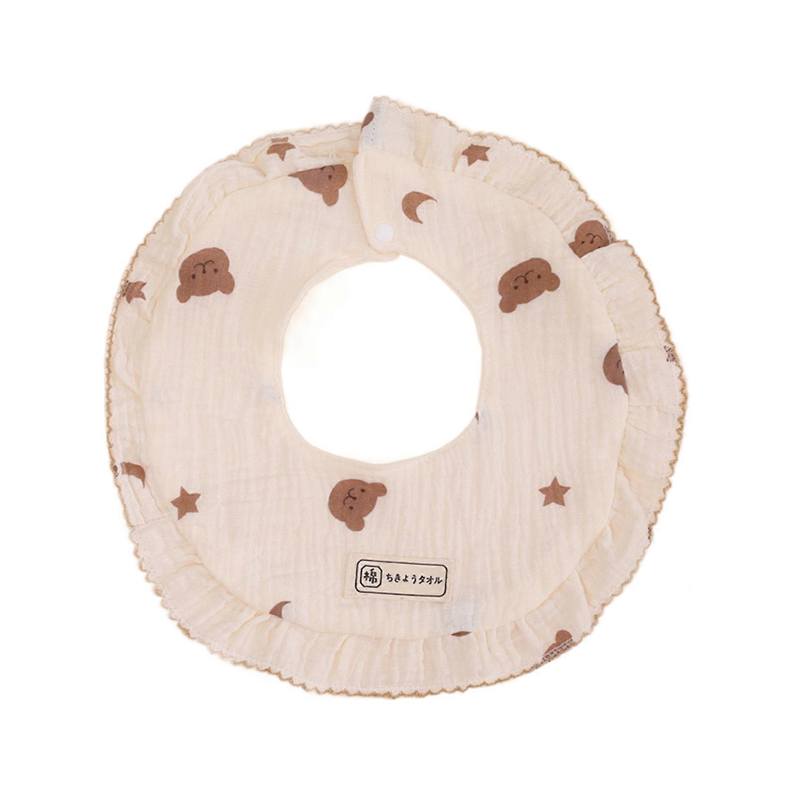 Stylish Feeding Bib with Adjustable Button Soft Breathable Baby Bibs Cotton Gauzes Burping Cloth for Feeding & Teething