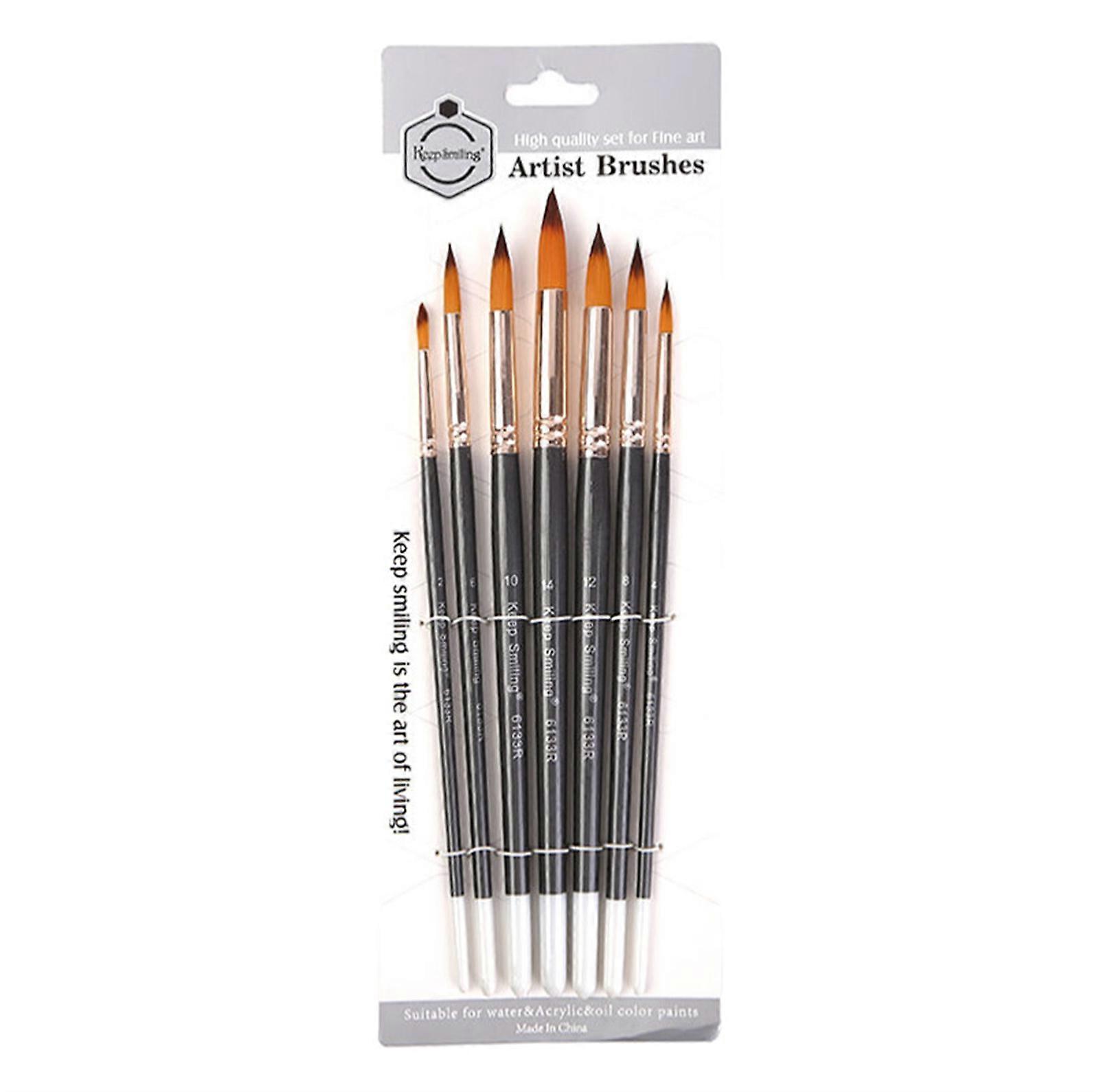 סט מברשות צבע אמן מקצועי ערכת מברשות ציור 7 גדלים לילדים, מבוגרים נהדר לציור מים, שמן או אקריליק