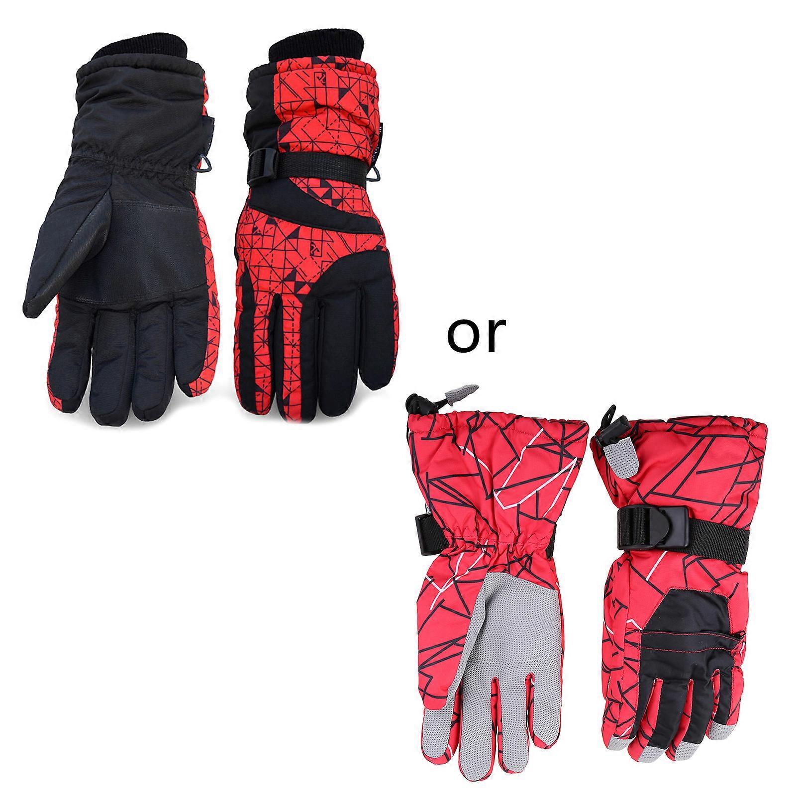 יוניסקס חורף הסוואה פסים שלג סקי כפפות עמיד למים תרמי קטיפה חמה כפפות אפור