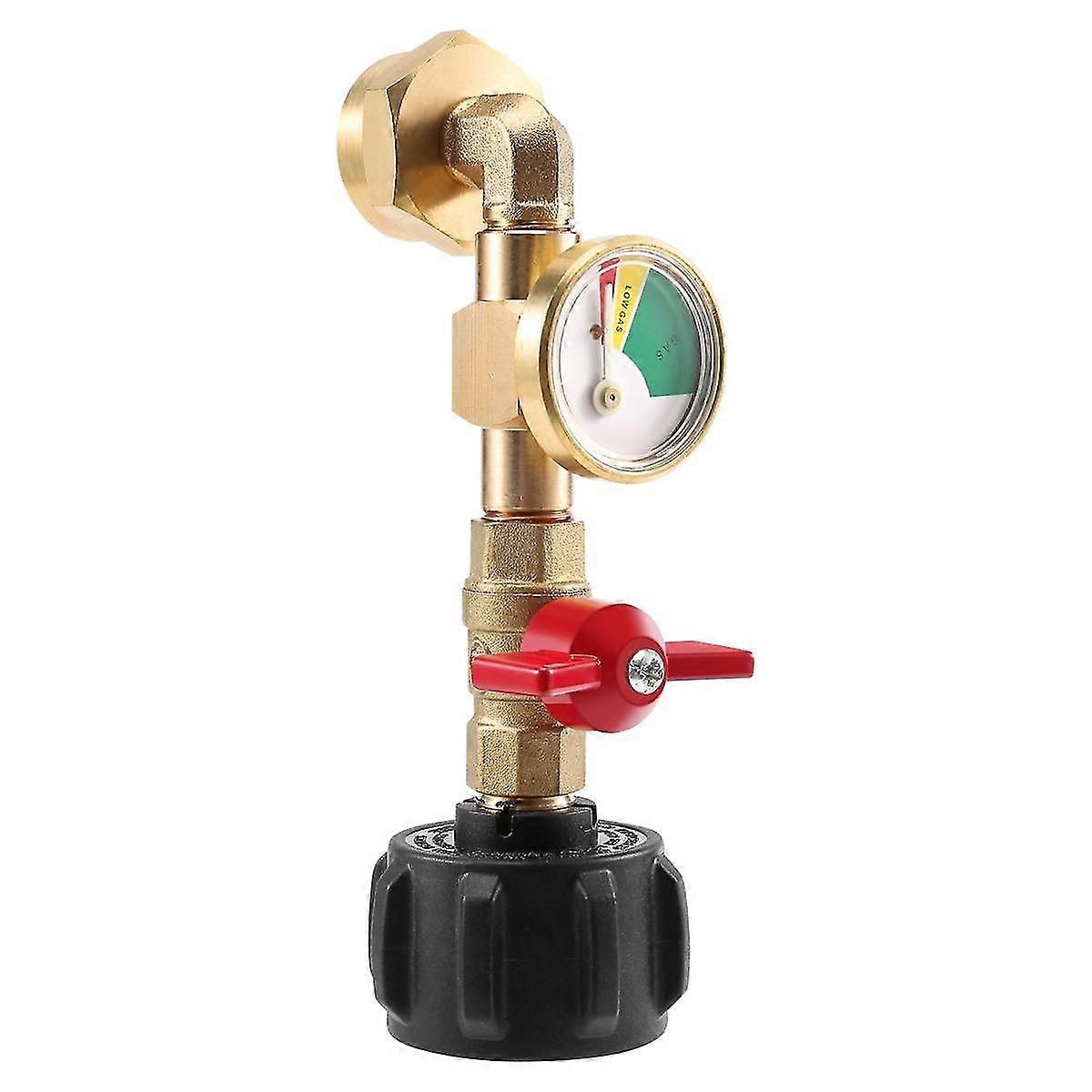 Propane Refill Adapter with Valve and Gauge, Fill 1 Lb Bottles From 20 Lb Tank, 90-Degree Elbow Design, Easy To Use