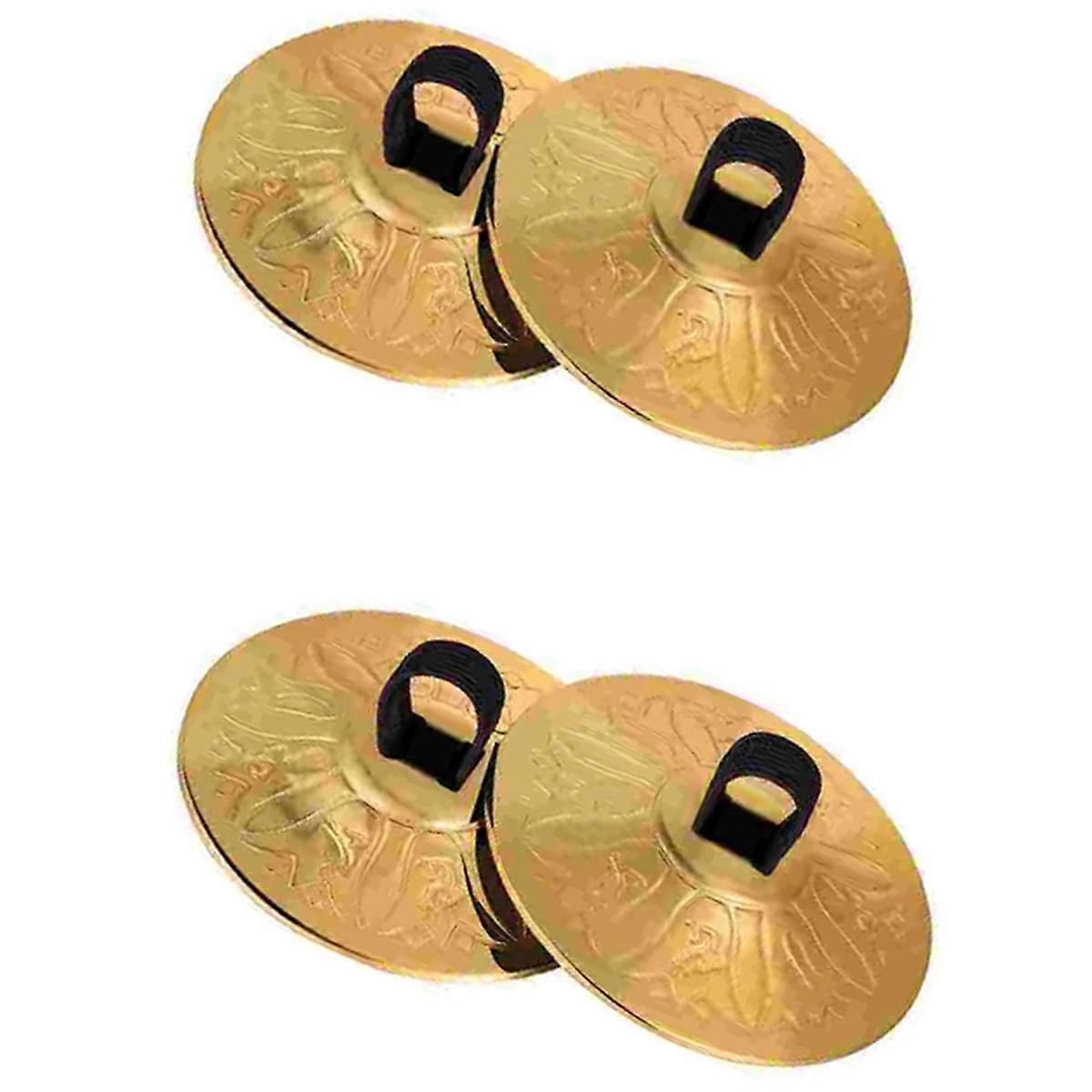 4pcs Copper Finger Cymbals Small Finger Cymbals Belly Dancing Mini Cymbals Musical Instrument Saucer