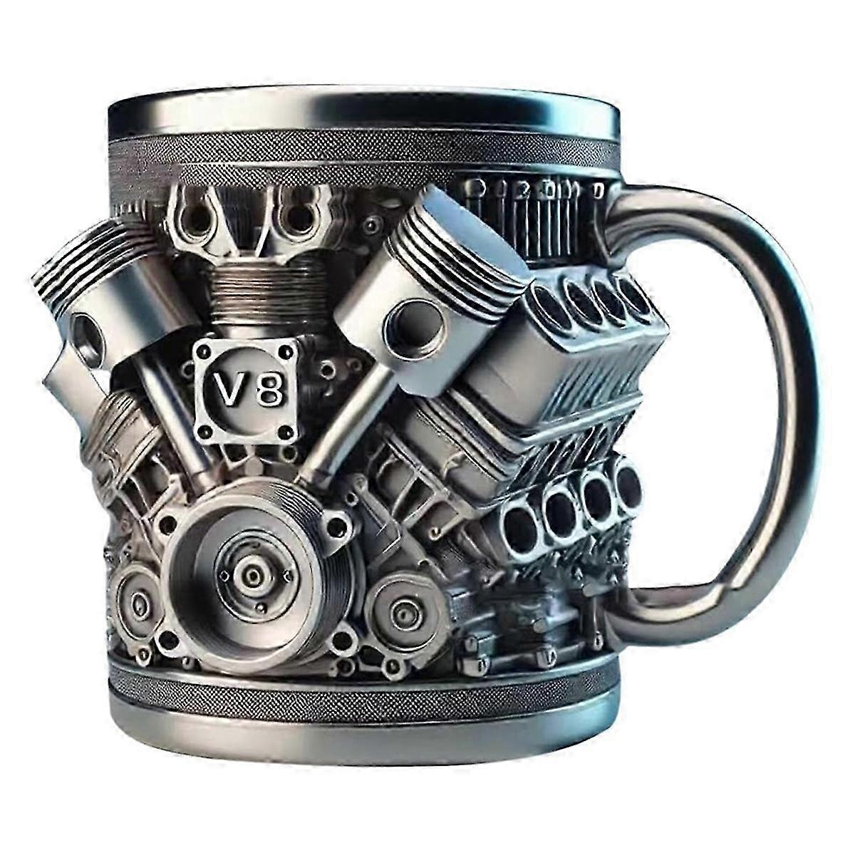 Personalized Engines Stainless Steel Mug,Creative 3D Car Engine V8