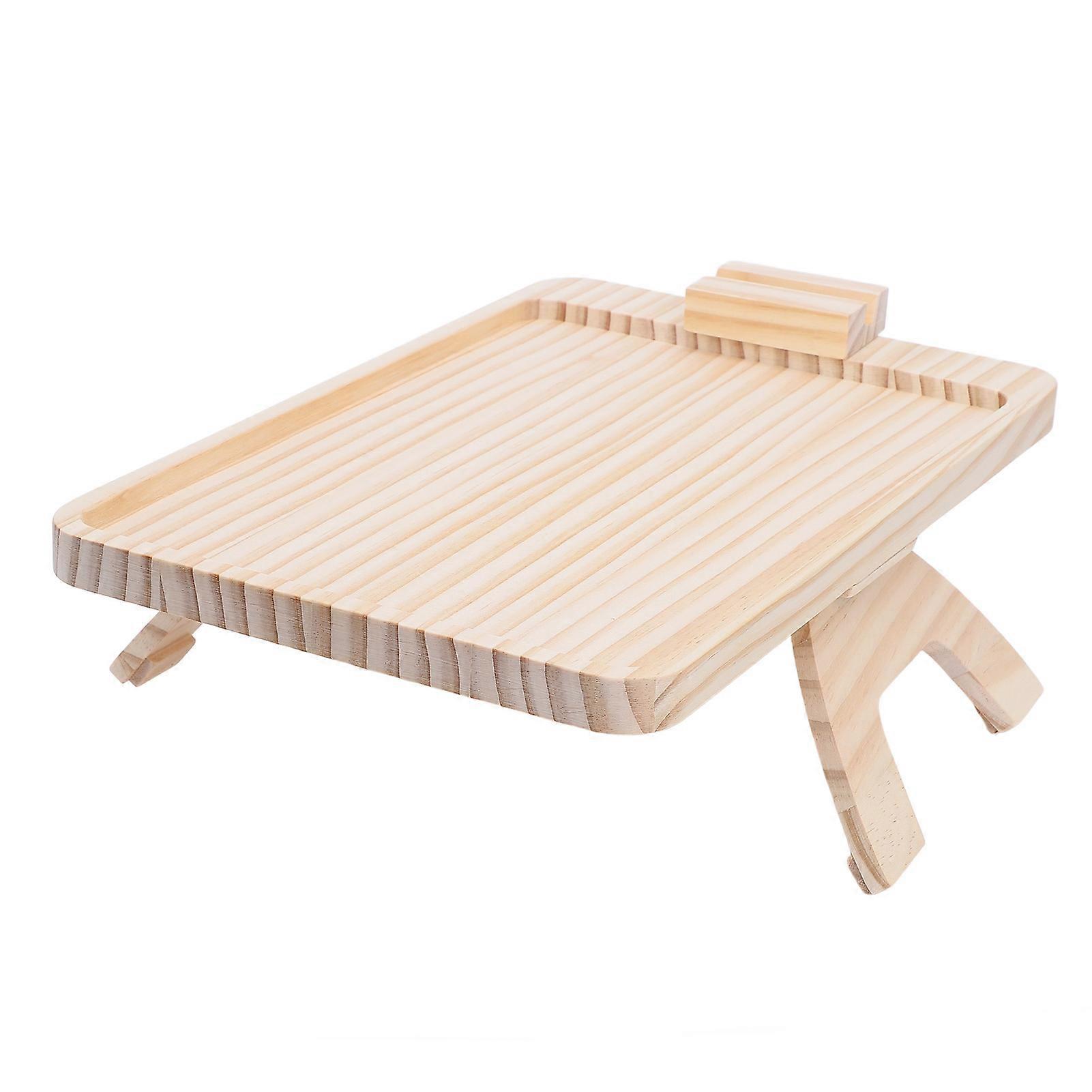 Sofa Armrest Tray with Rotating Phone Tablet Stand Foldable Sofa Arm Clip Table for Eating Drink