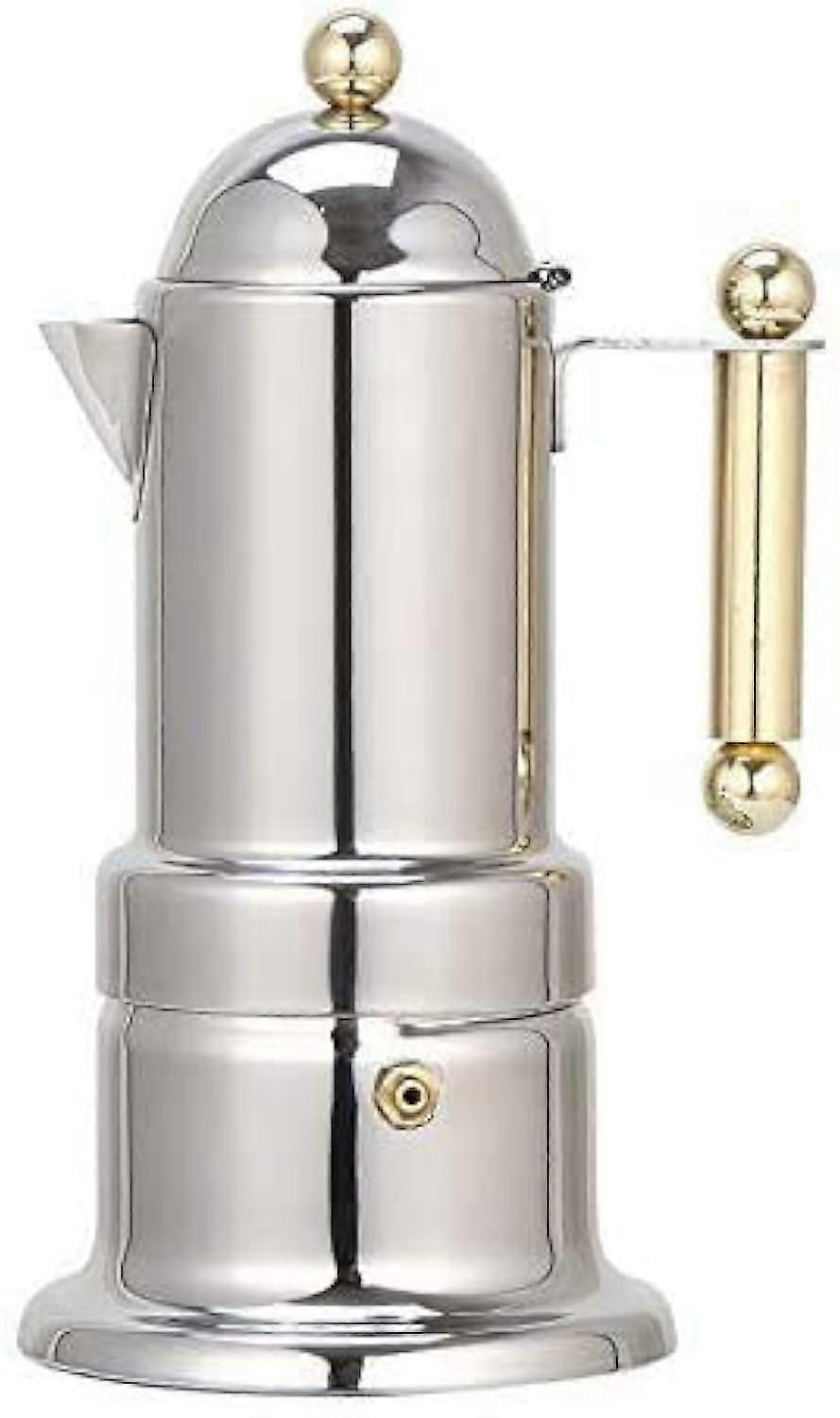 Stovetop Espresso Maker, Stainless Steel Moka Pot for 4 Cups, Easy Cleanup, Italian Design for Home and Office Brewing