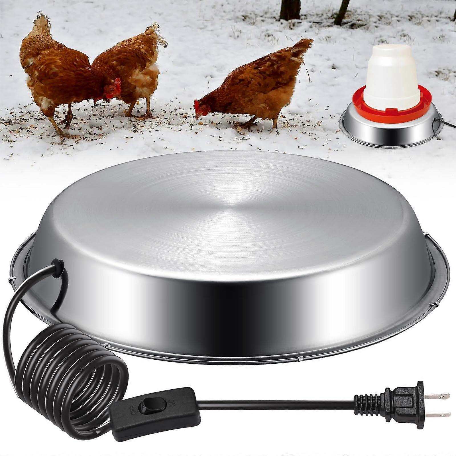 12 Inch Chicken Water Heater Base, 5 Gallon Poultry Drinker Heating Base with Thermostat and Power Cord