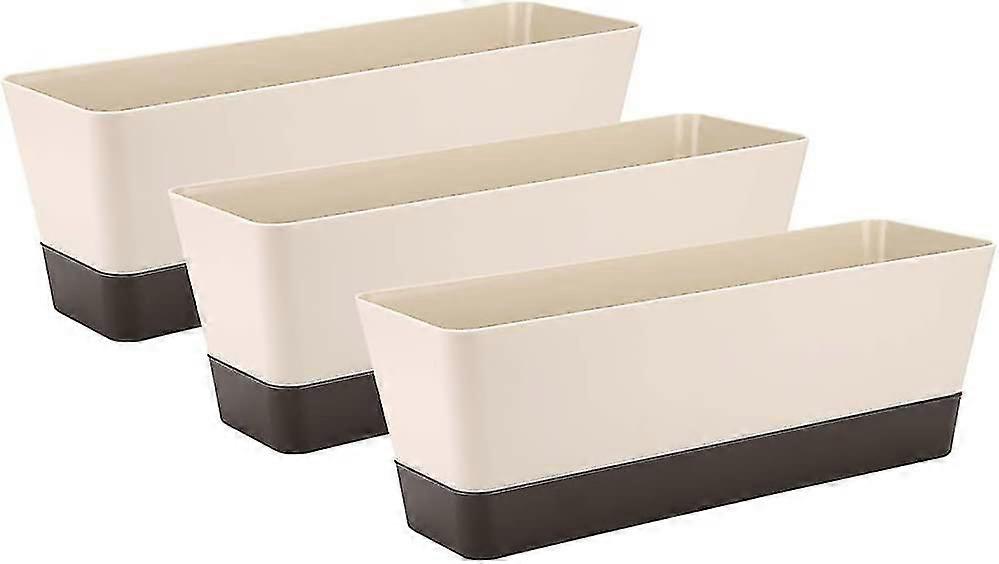 Rectangular Flower Box, Rectangular Plastic Flower Pot, Outdoor Balcony Planters 30.5cm, Set Of 3