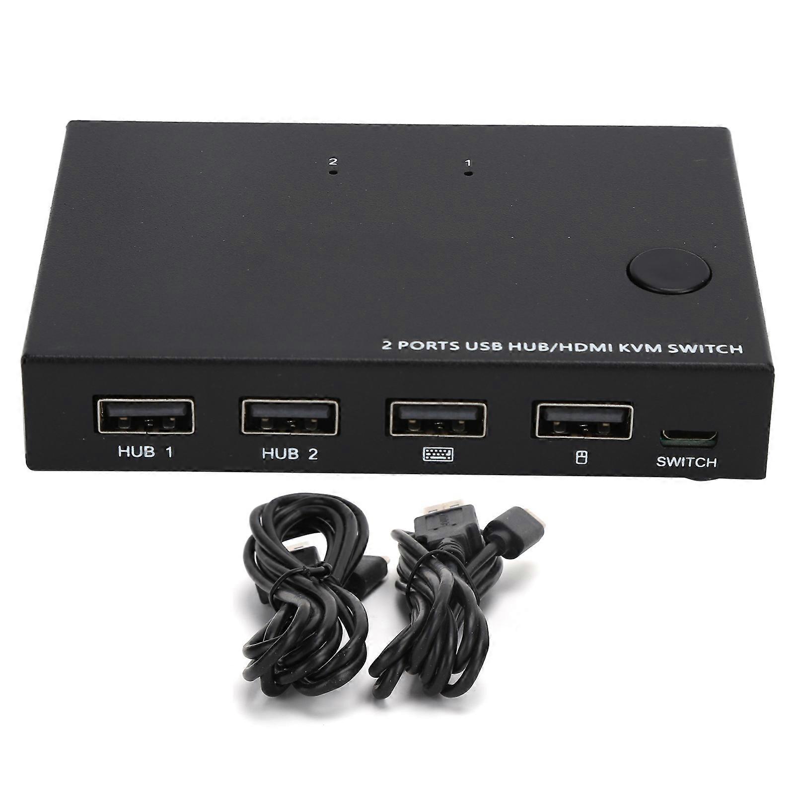2-in 1-out KVM Switcher HDMI Adapter Splitter Converter Dual USB Input 3840 x 2160 at 30Hz