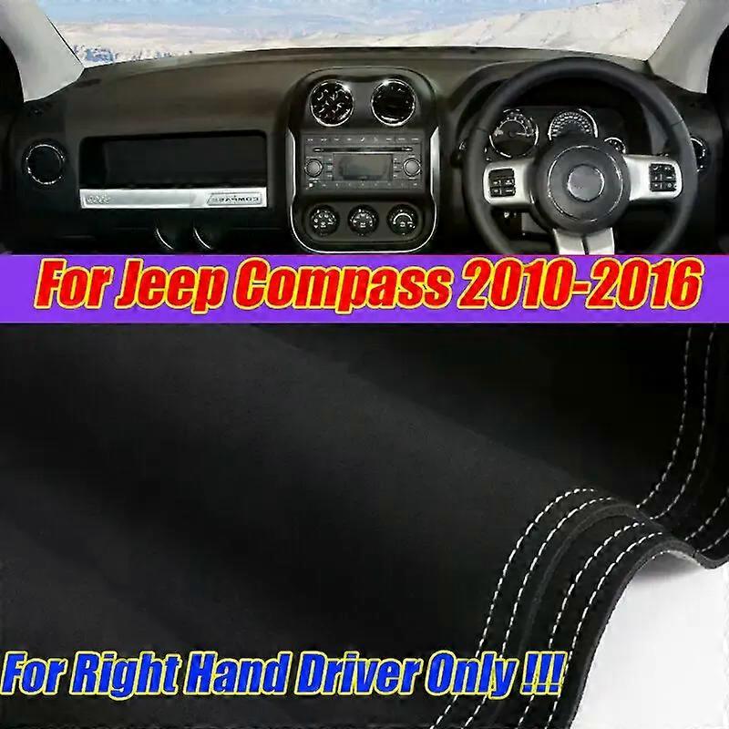 RHD läder instrumentbräda täcka Dash Protector Pad Matta för Jeep Compass 2010-2016