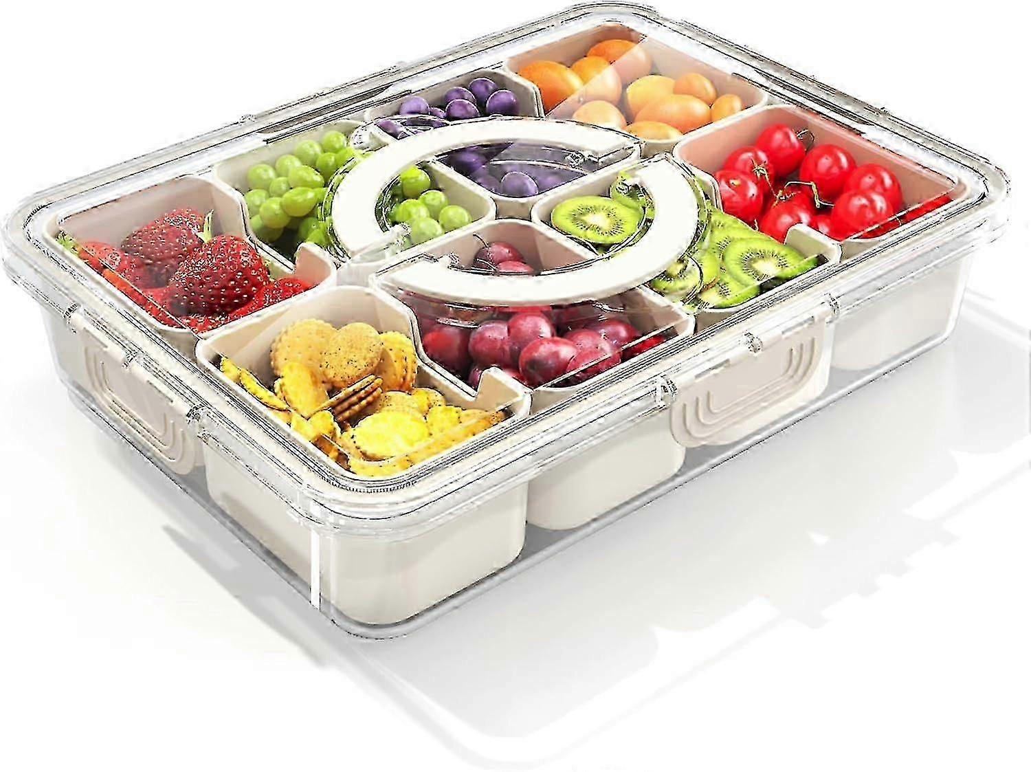 Snackle Box Container, Delt serveringsbrett med lokk og håndtak, Travel Snack Box, Multi-purpose Food Organizer og Oppbevaringsbeholder for Charcuterie