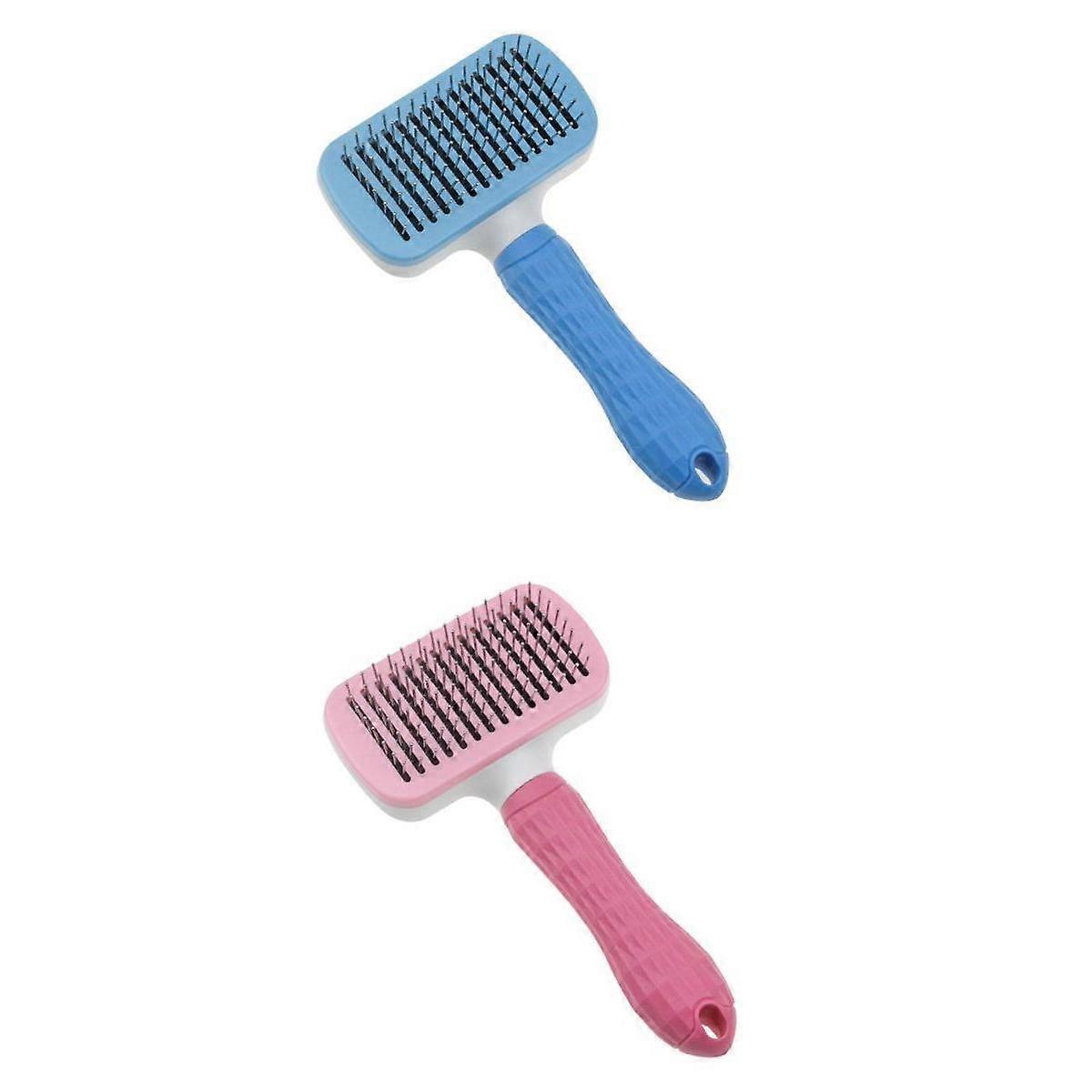 2x Pet Slicker Brush Hair Self-cleaning