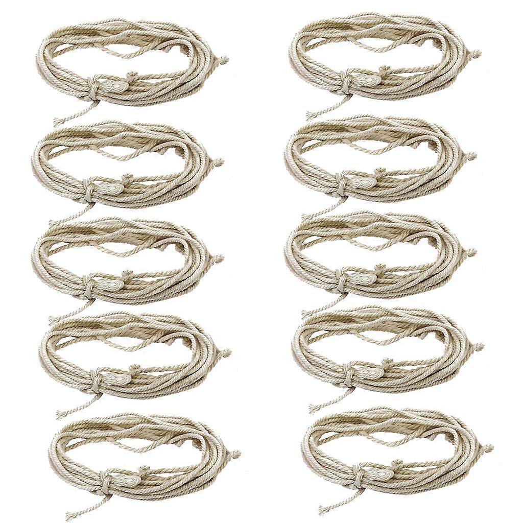 10 Pieces Natural Twisted Braided Cotton Rope String 3mm for Multi-Use DIY