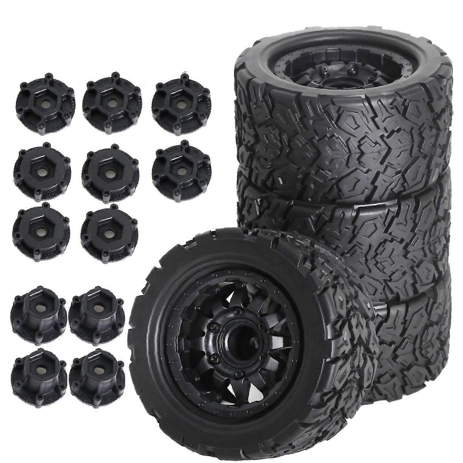 Remote Control Car Tires with Hub Hexagon Length 12mm 14mm Replacement for RS Red Spider Replacement for HPI 1/10 Remote Control Car Diameter 110mm
