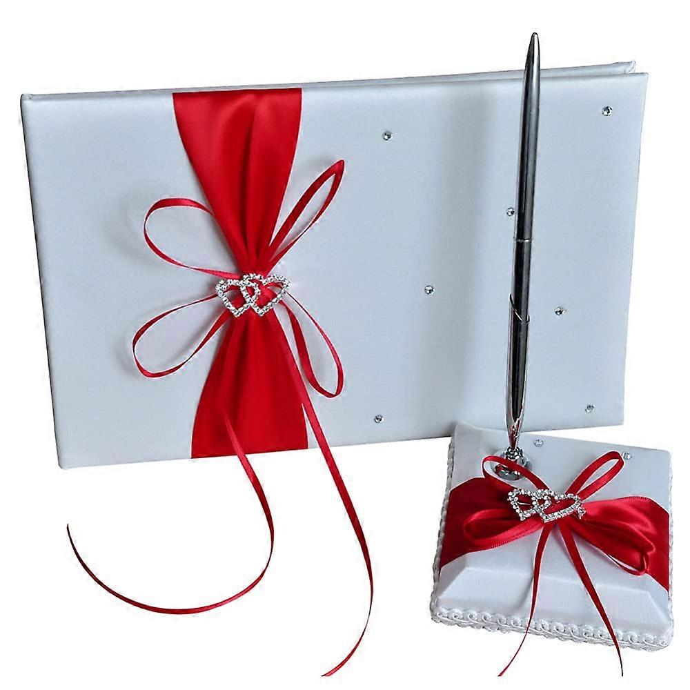 Wedding Guest Book Set with Pen Holder Bowknot Wedding Memory Book