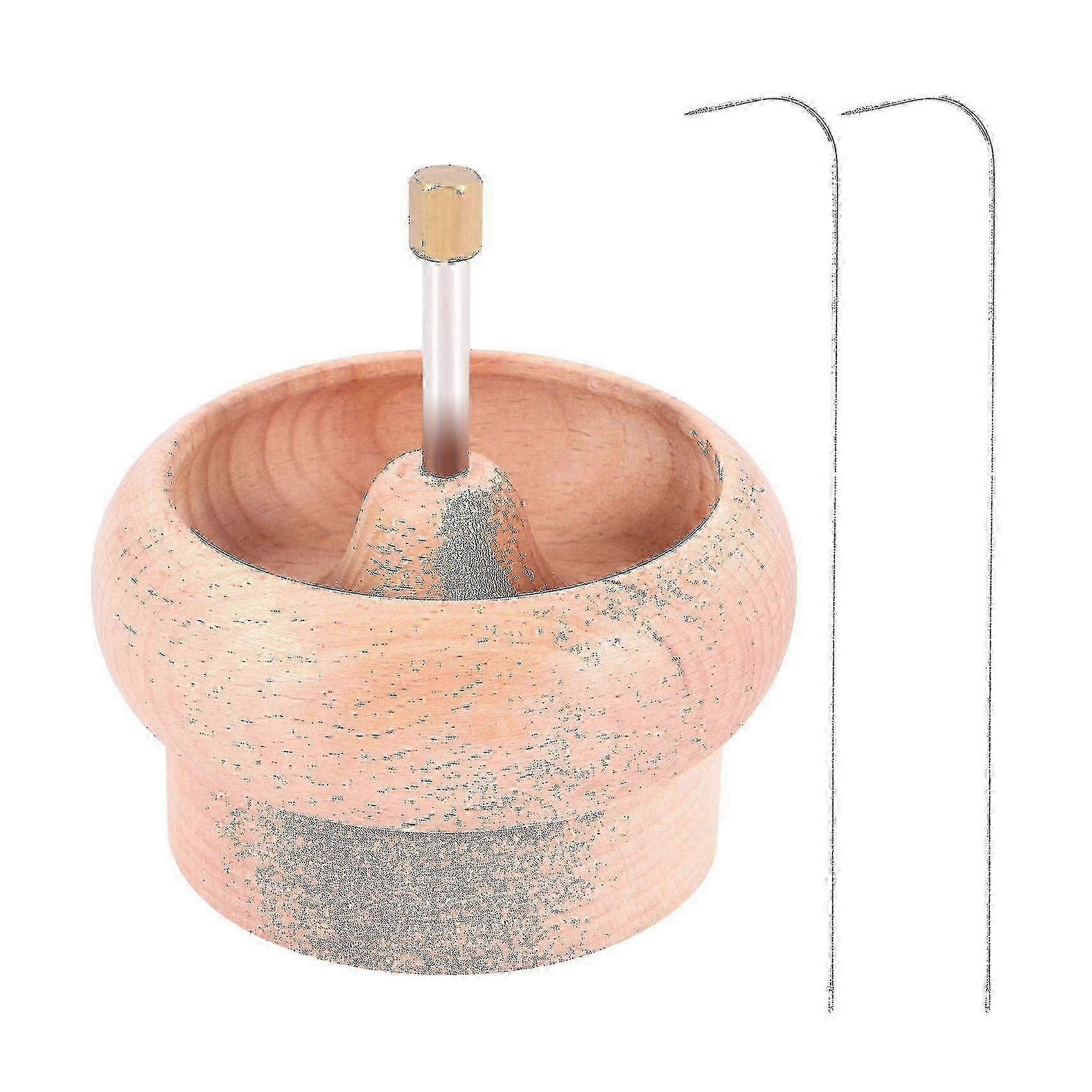 Wooden Bead Spinner Holder with Big Eye Needle for DIY Gem Stringing