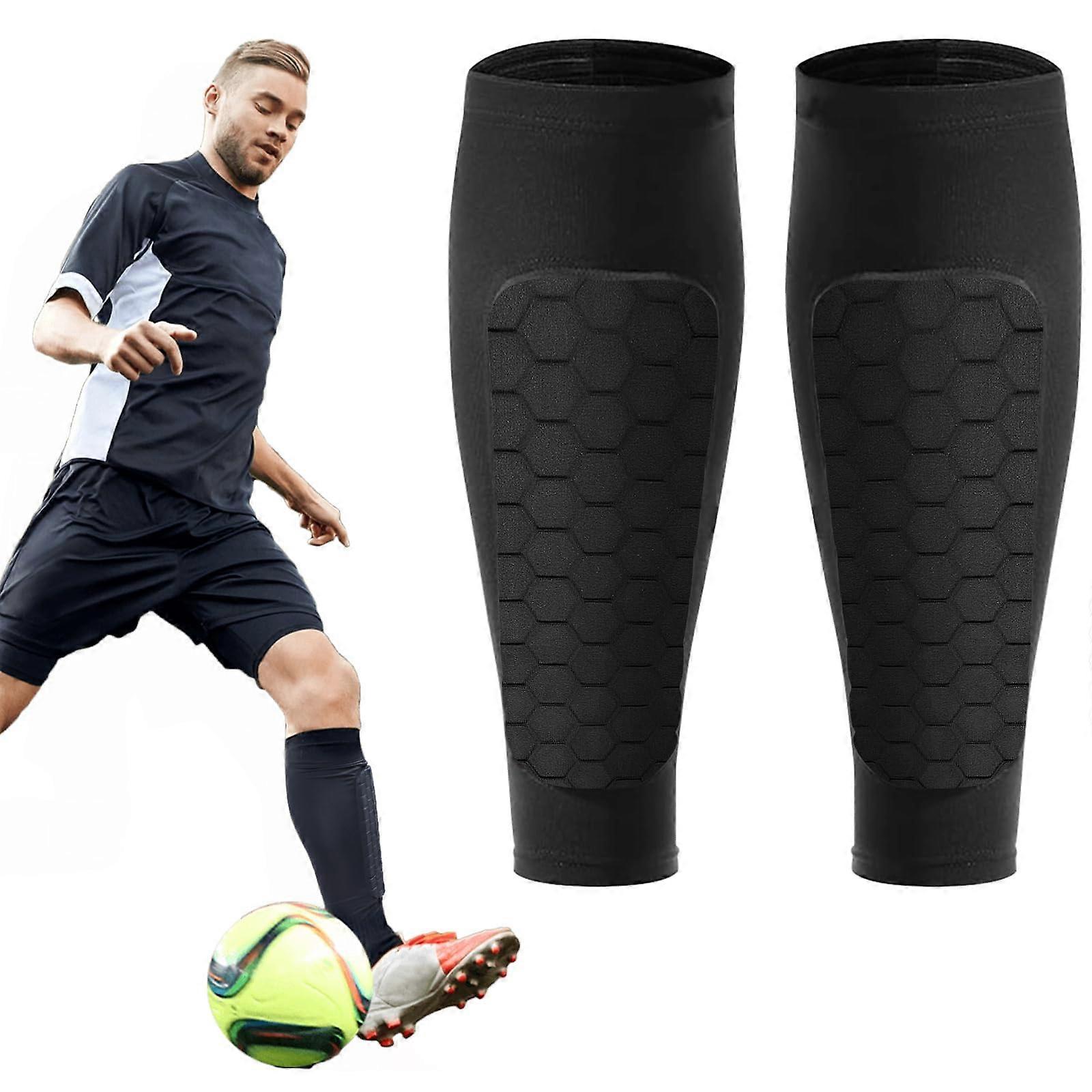 Shin Defender Shin Pads, Football Shin Pads, Football Shin Pads for Men and Women, Kids, Shindefender Compression Sleeve with Foam, Protective