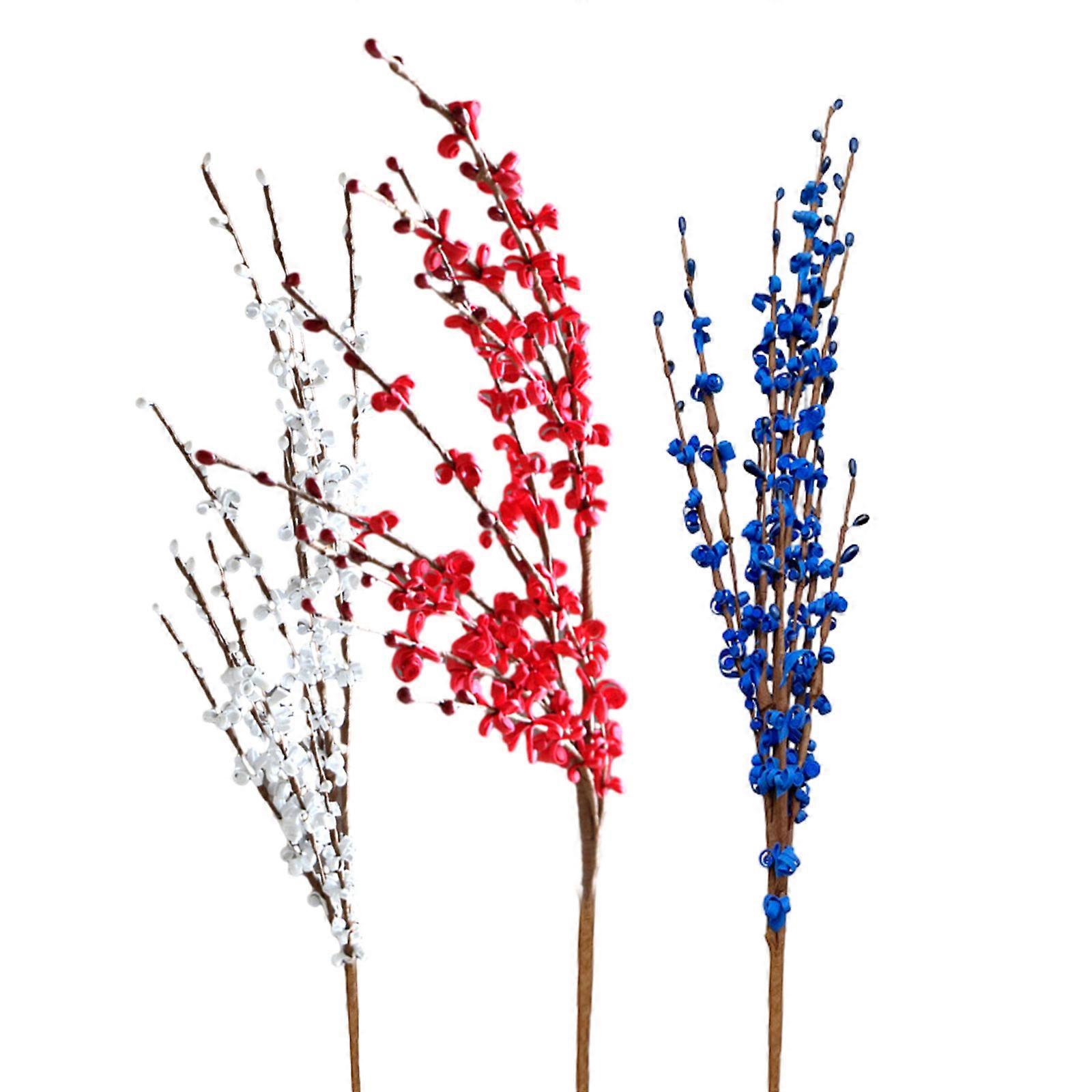 Artificial Jasmine Bouquet, Lifelike Artificial Plants, 10PCS Patriotic Design Themed With American Flag Colors, Flexible And Bendable For Diy