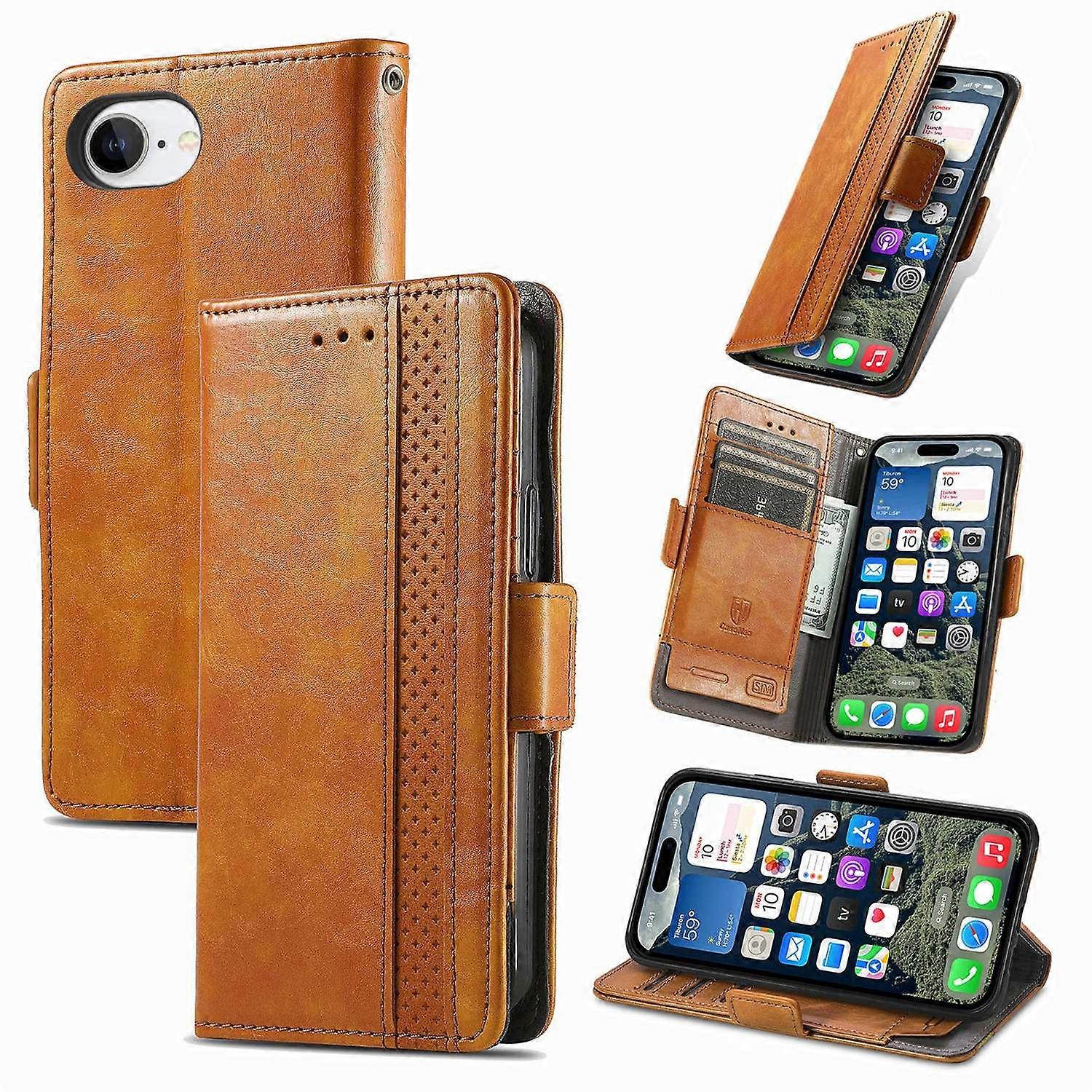 For iPhone 16e Phone Cases CASENEO PU Leather Cover Stand with RFID Blocking Wallet