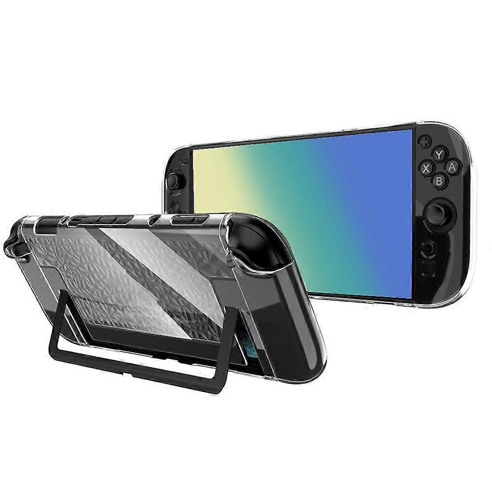 Transparent (A)$ for switch 2 game console protective case TPU + PC split diamond pattern transparent protective cover