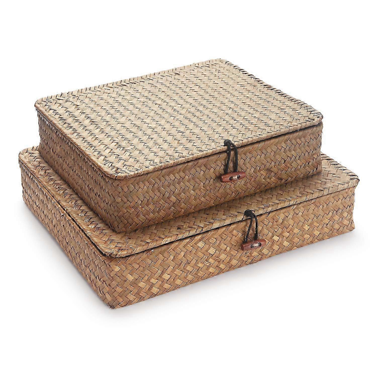 2-Pack Seagrass Storage Baskets, Small & Large Woven Bins
