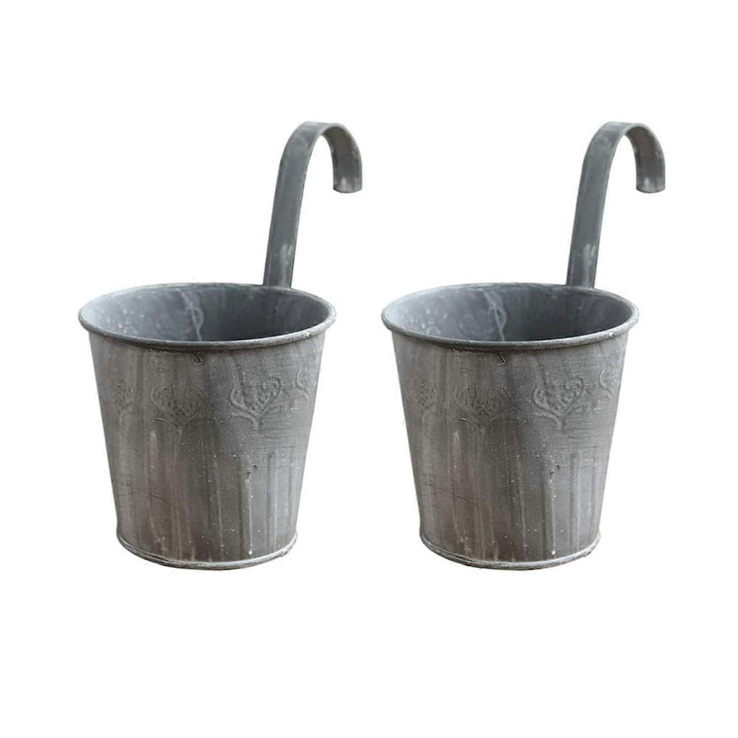 Hanging Pots For Balcony Planters Grey Set Of 2 Retro Crafts Style For Flowers And Succulents