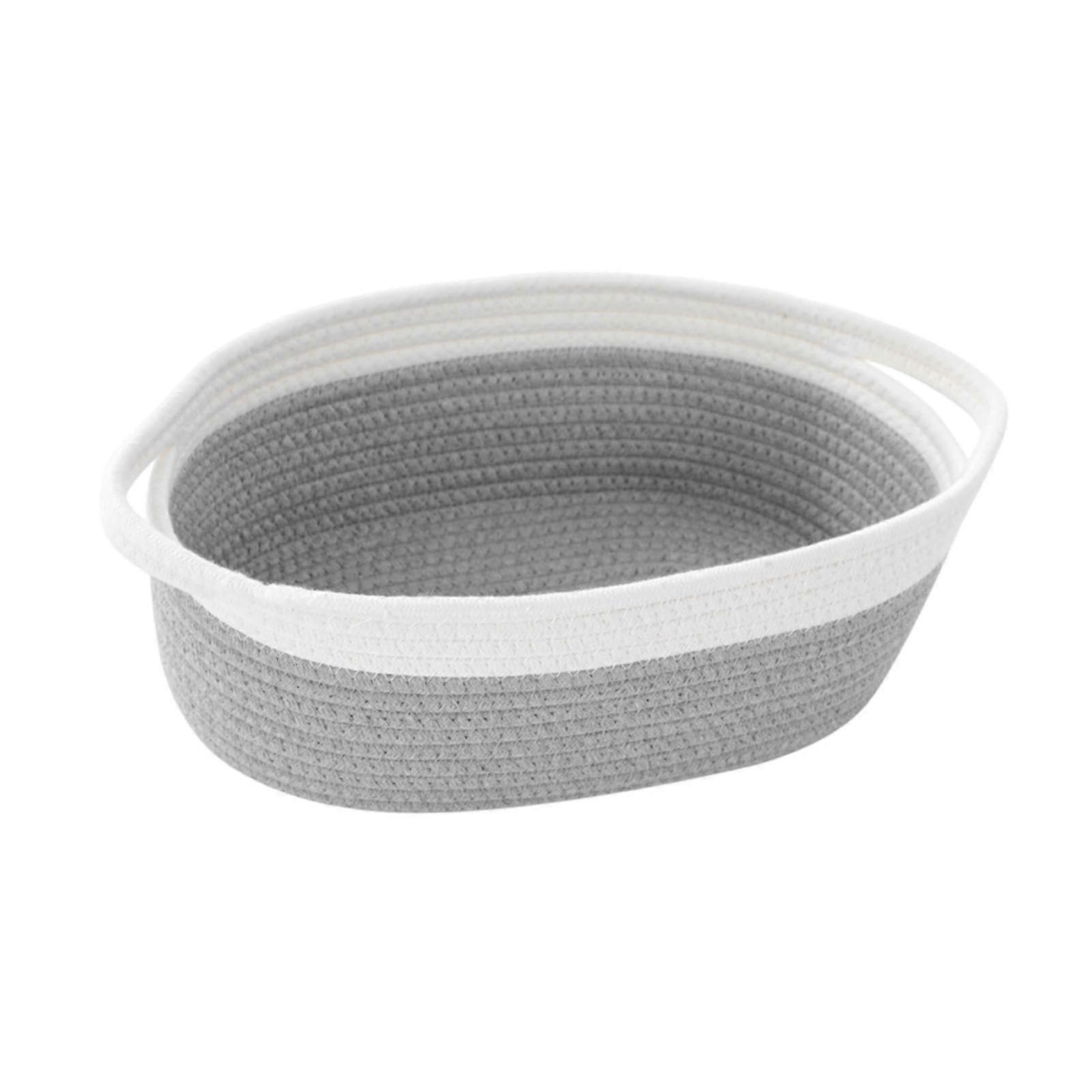 Handmade basket with handles, storage container made of natural materials, gray