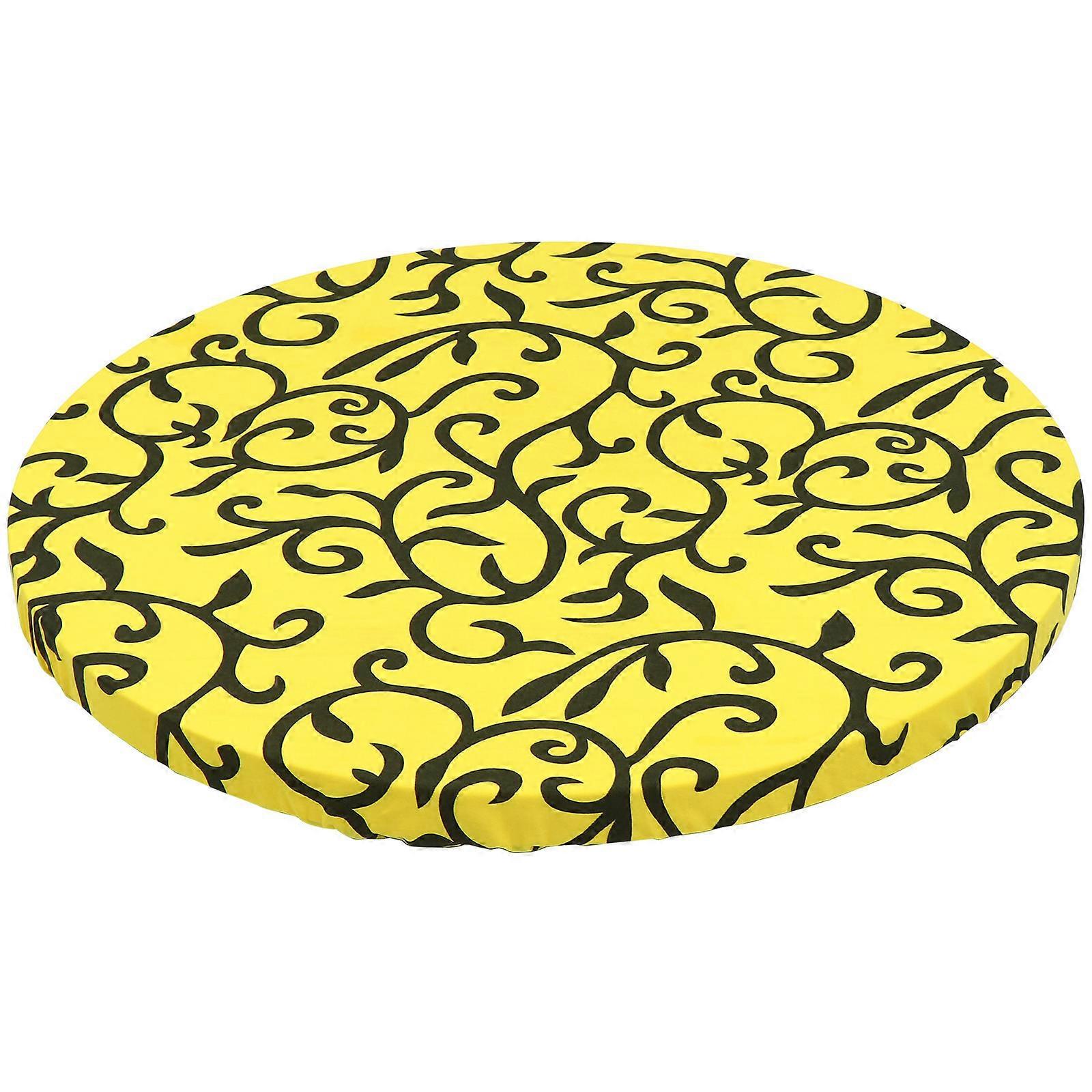 Elastic Tablecloth Stretch Table Cover for Kitchen 1Pcs Yellow Round
