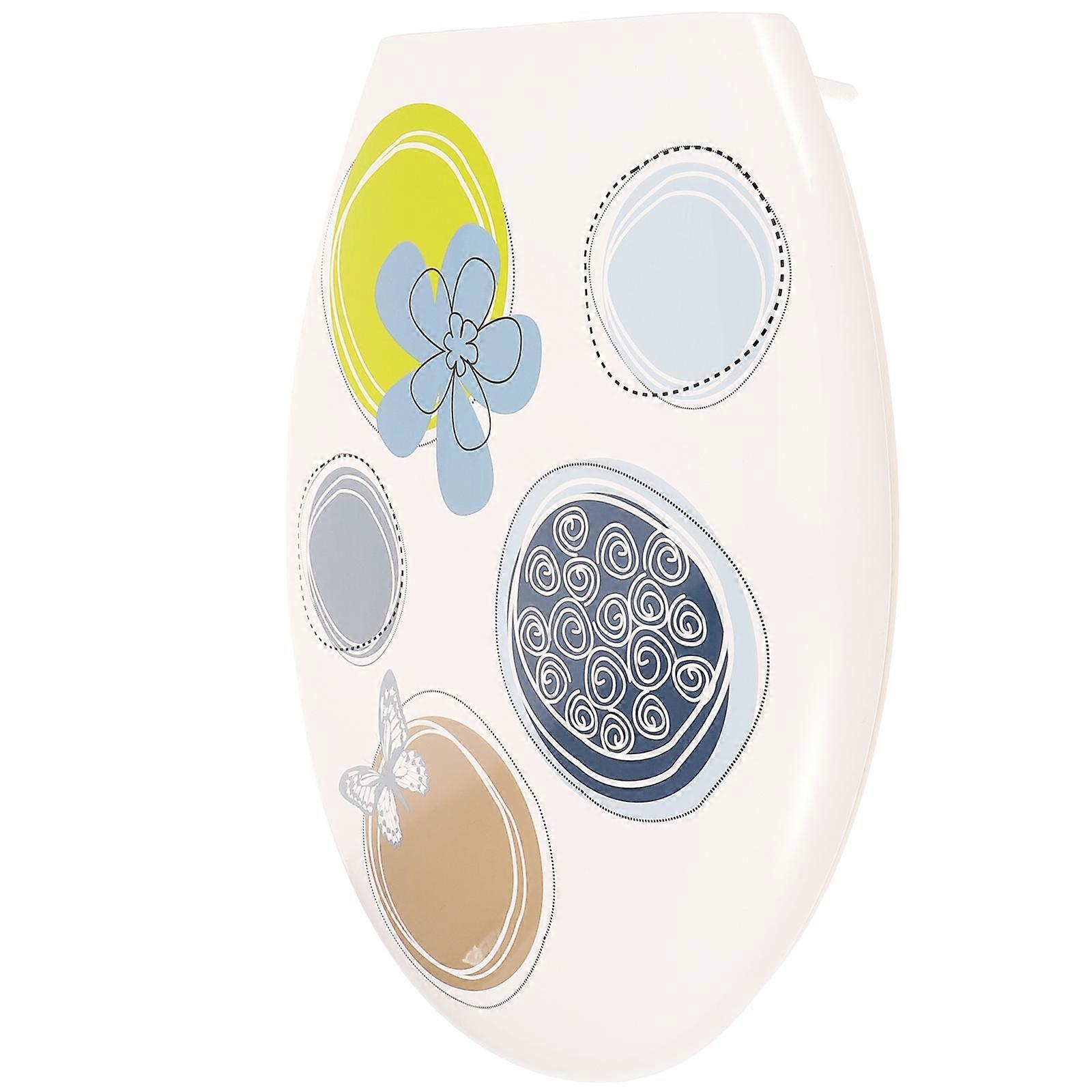 ユニバーサルトイレカバー蓋グリーンガーデンパターン滑らかな表面しっかりした取り付け1パック