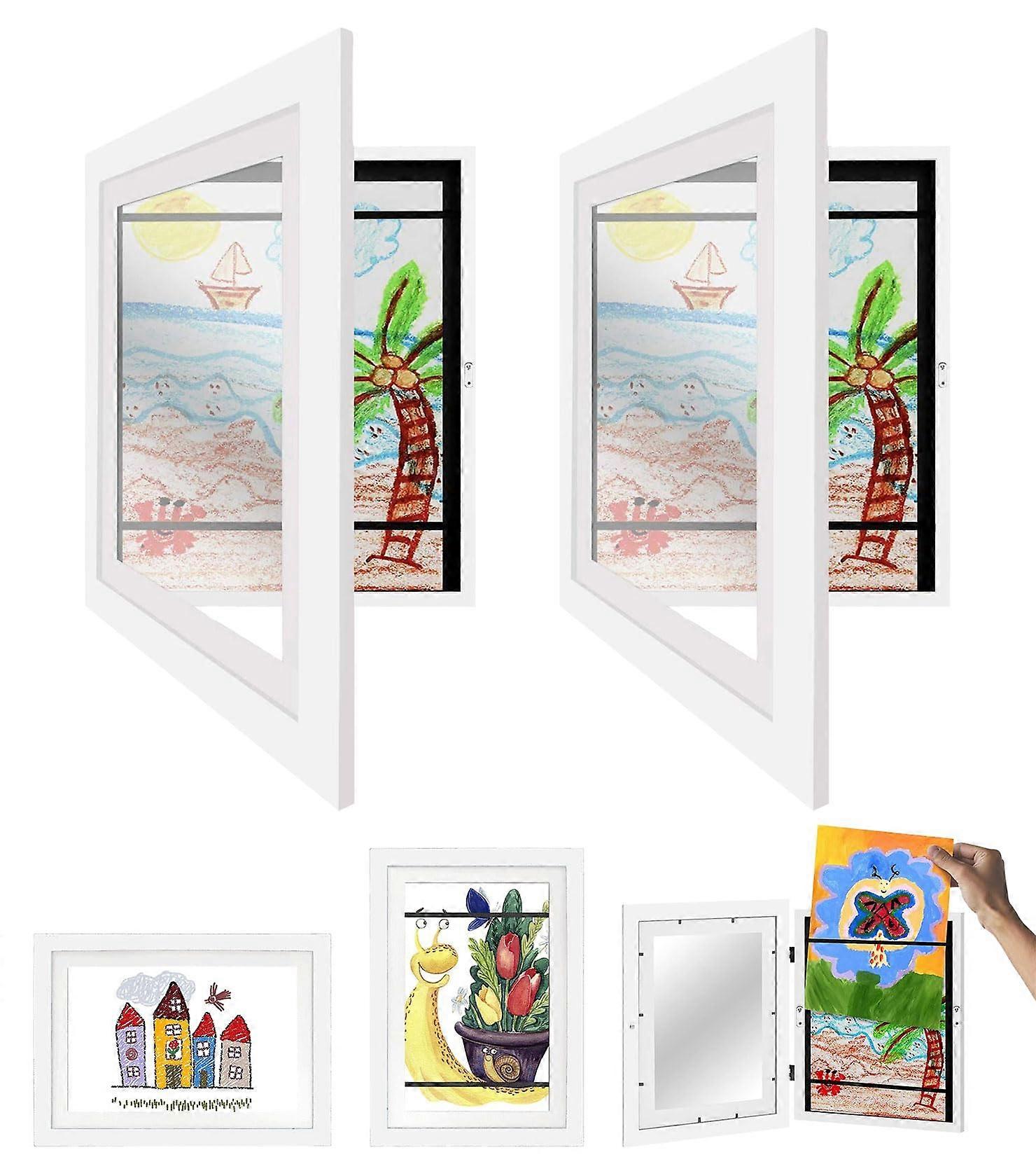 Pack of 2 A4 Hinged Wooden Photo Frames for 's Art, School, Home