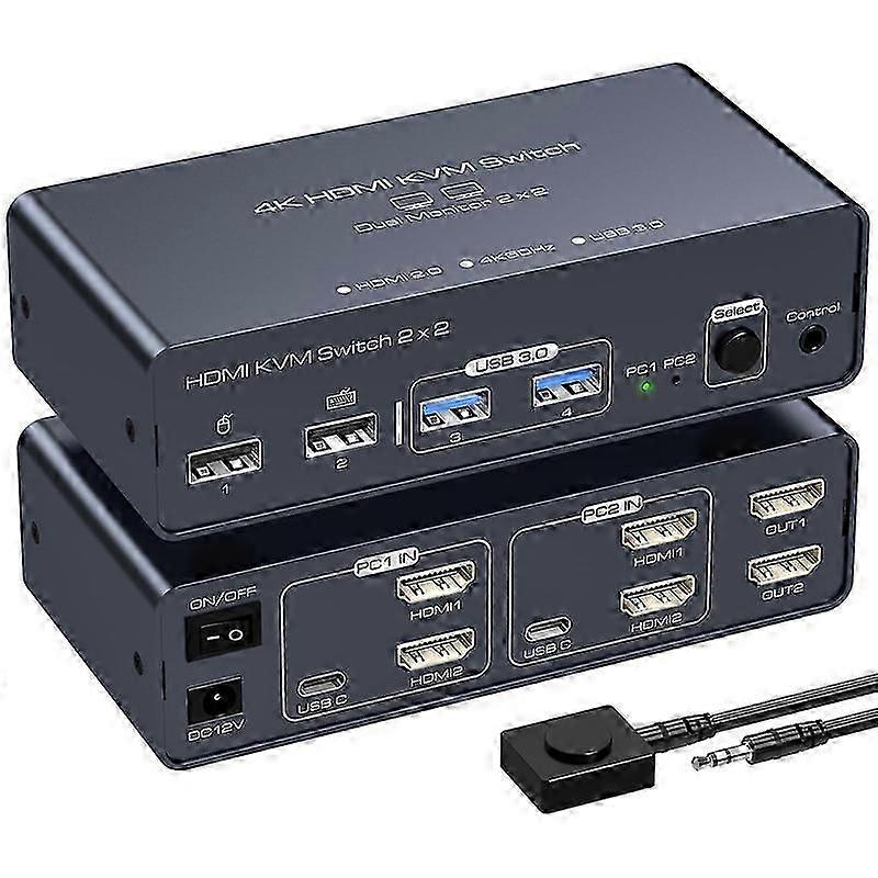 HDMI kvm Switch 2 Monitors 2 Computers 4K@60hz