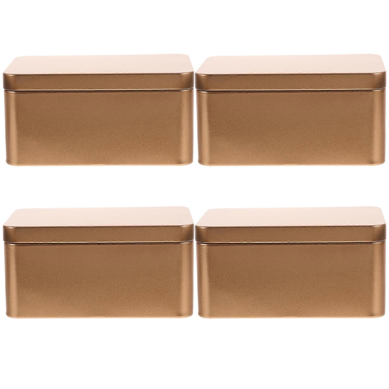 Tin Box With Lid For Cookies Rectangular Metal Tin Containers Home Organization Small Tins 4Pcs