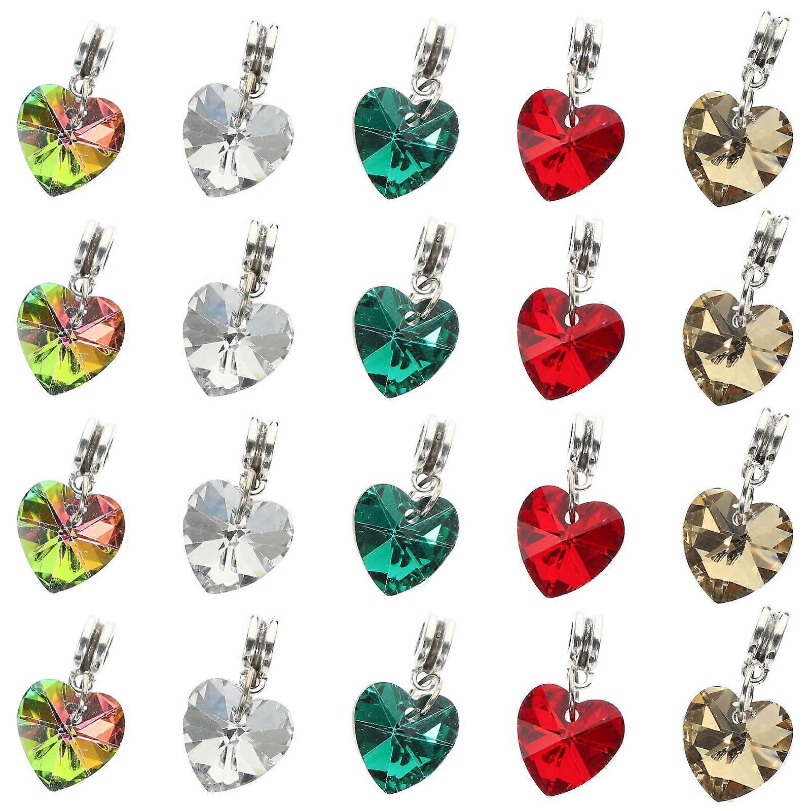 50Pcs Heart Shape Pendants DIY Earring Necklace Charms Mixed Color