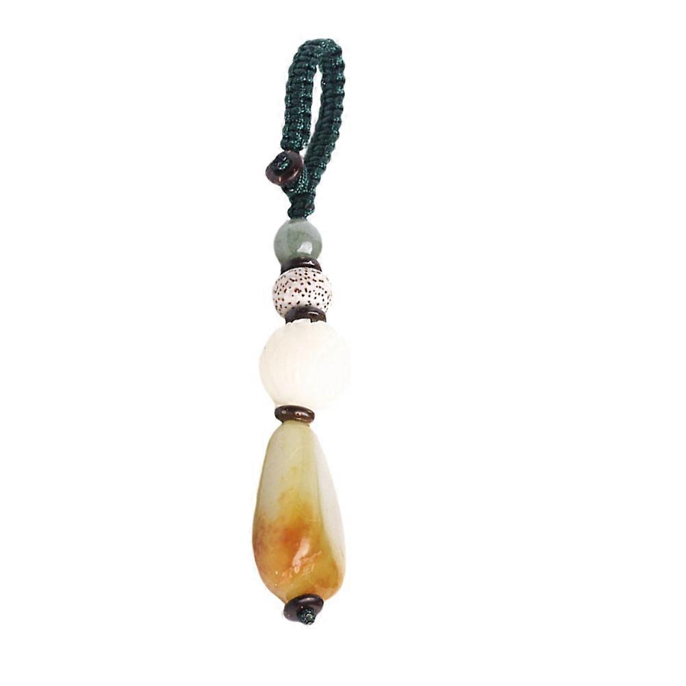 Car Keyring Oval Jade Pendant High-End Design Everyday Use 8x4x3cm 1Set