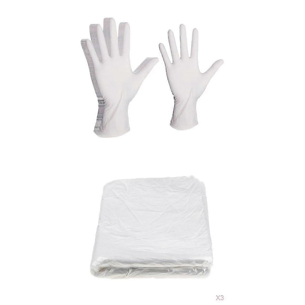 300 pezzi impermeabili monouso capelli taglio mantello mantelli grembiule 10 guanti _L