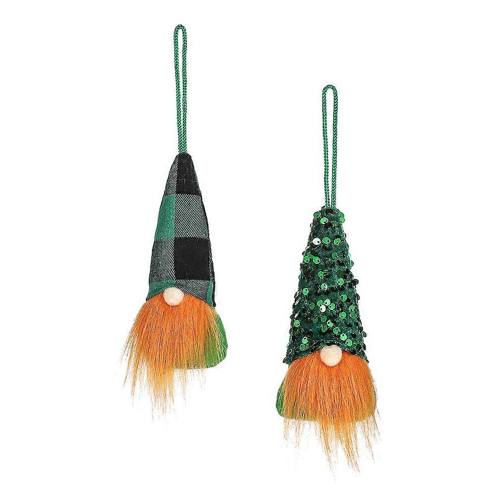 Patrick's Day Gnome Doll Adornments for Decor 2Pcs Set