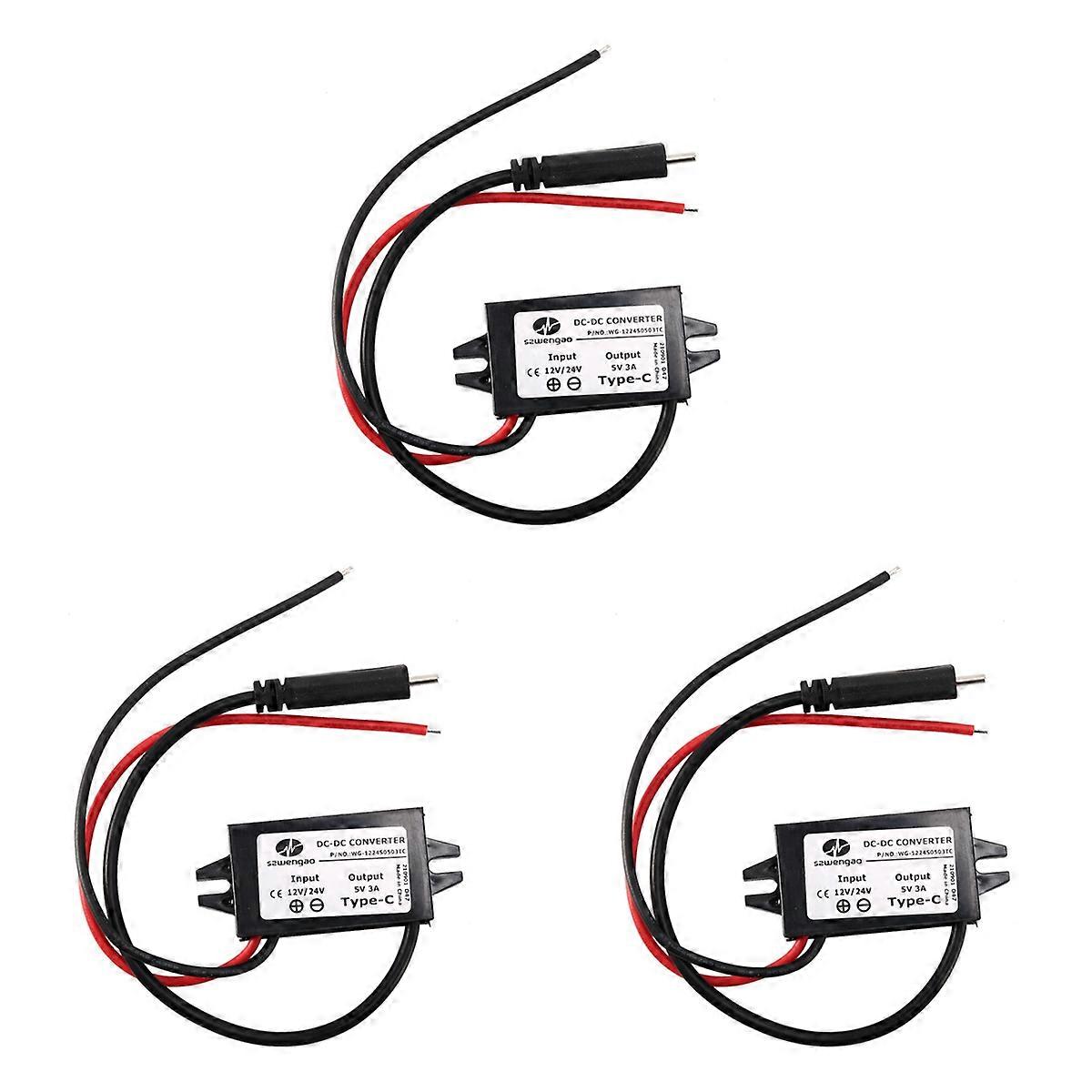 3X 12V 24V to 5V 3A DC DC Converter Regulator 12 Volt to 5 Volt 15W Buck Power Supply