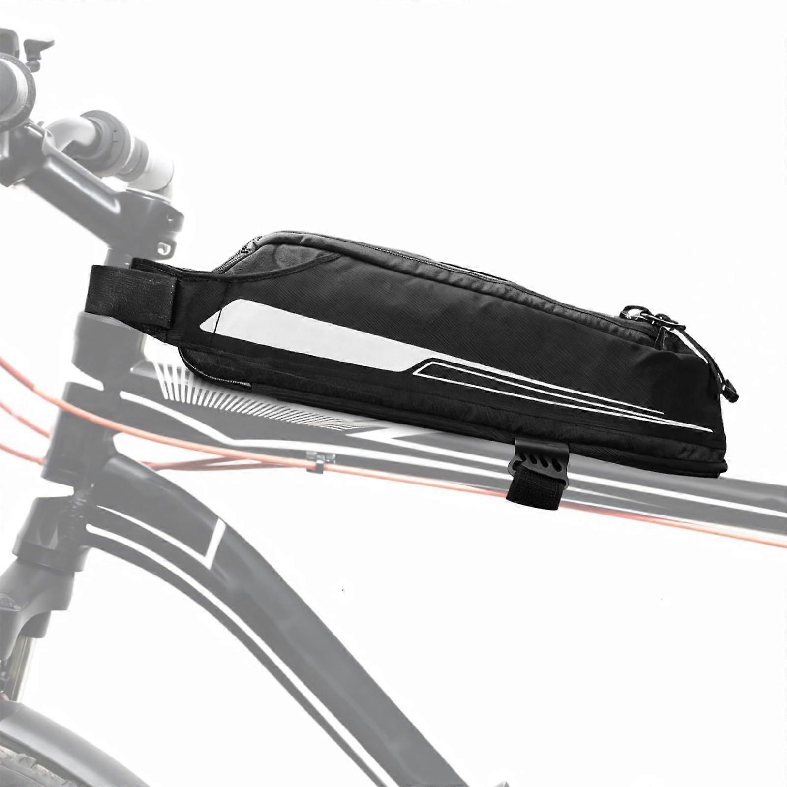 Aerodynamic Frame Bag, Reflective Top-Tube Bag, Strap-On Design, Polyester, Easy Access for Road and Commuter Bikes